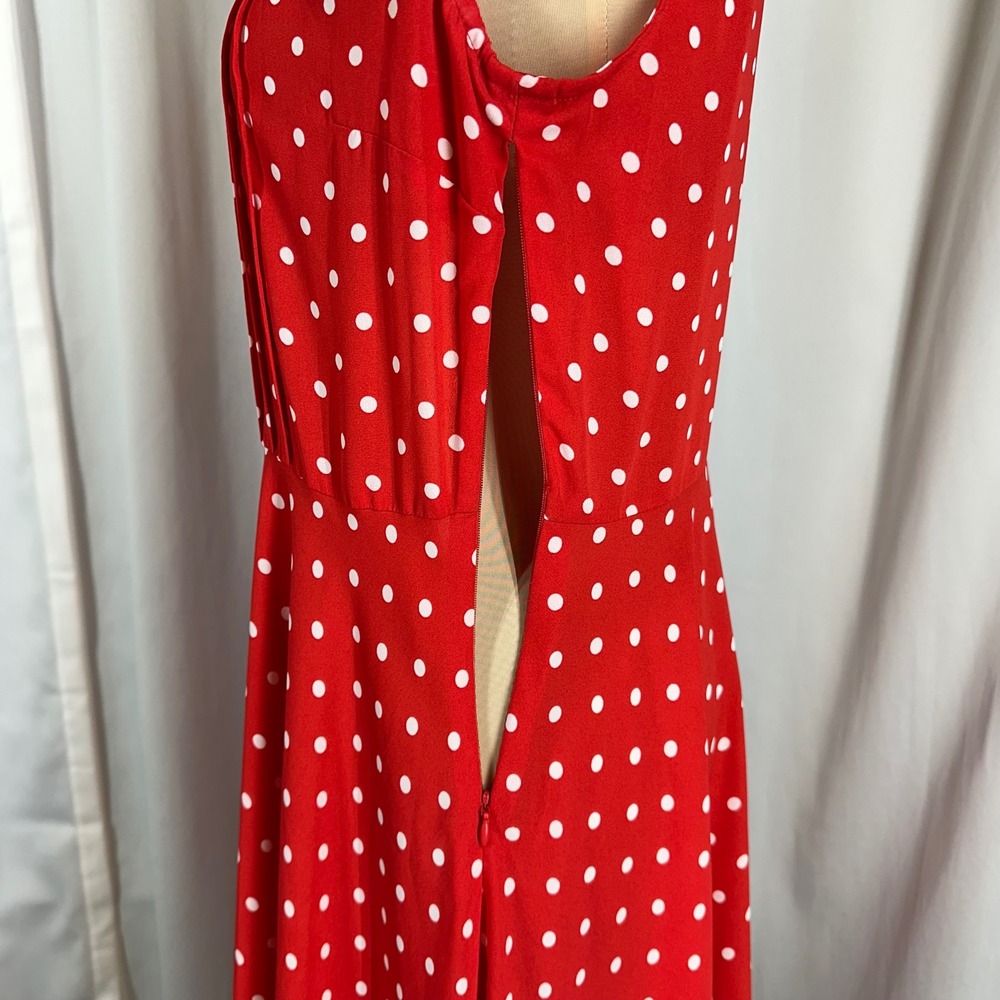 Nanette Lepore Red Polka Dot Dress Size 6 Retro Vintage Style Midi - Picture 8 of 13
